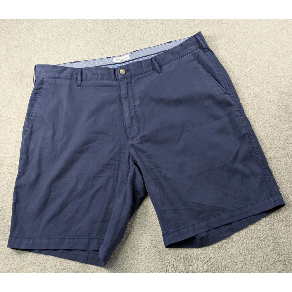 Peter Millar Mens Navy Blue Chino Shorts Flat Front Size 38 Waist